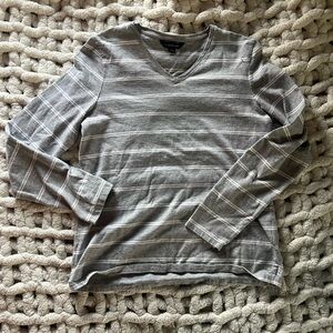 Lands' End Heather Gray V-Neck Top